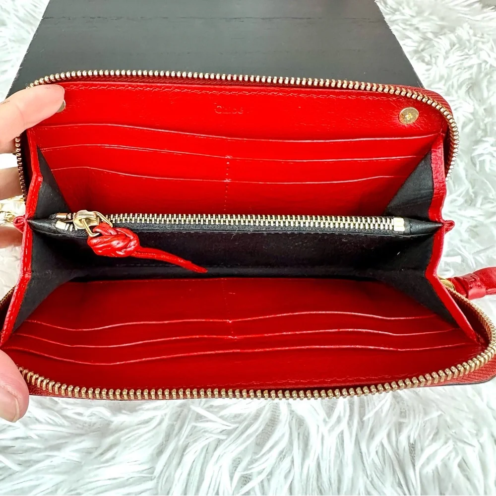 Chloe red leather custom paint crossbody wallet on chain - Picture 15 of 16